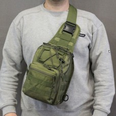 Качественная тактическая сумка, укрепленная мужская сумка рюкзак тактическая слинг. Цвет: хаки