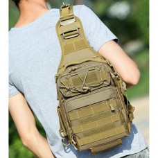 Качественная тактическая сумка, укрепленная мужская сумка рюкзак тактическая слинг. Цвет: койот