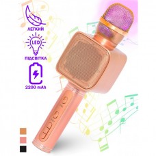 Караоке Микрофон Magic Karaoke YS-68 Bluetooth Колонка 2в1 с голограммой LED Эхо Мембраной Беспроводной. Цвет: розовый