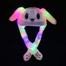 Карнавальная шапка с подсветкой: белый зайчик с поднимающимися ушами