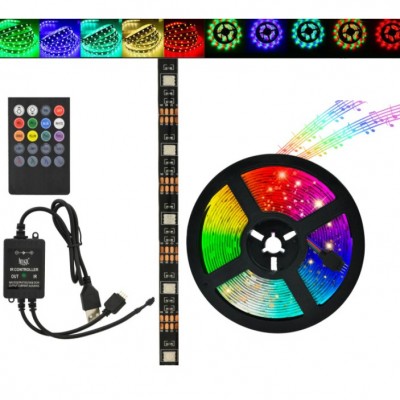 Светодиодная лента SMD 5050 RGB LED 5 м IP65 с пультом и блоком питания, 5м