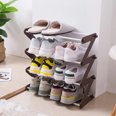 Полка для обуви органайзер компактный стойка складная Shoe Rack YH 8802 хранение вещей и обуви 5 полок. Цвет: коричневый