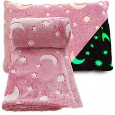 Светящийся в темноте плед плюшевое покрывало со звездами день/ночь Blanket kids Magic Star 150х100 см тёплое флисовое одеяло с принтом. Цвет: розовый