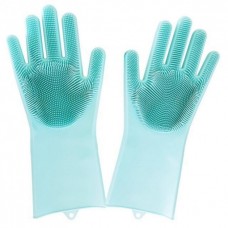 Силиконовые перчатки Magic Silicone Gloves для уборки чистки мытья посуды для дома. Цвет: бирюзовый
